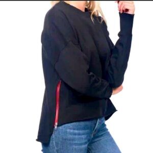Etienne Marcel Black Sweater with Red zippers